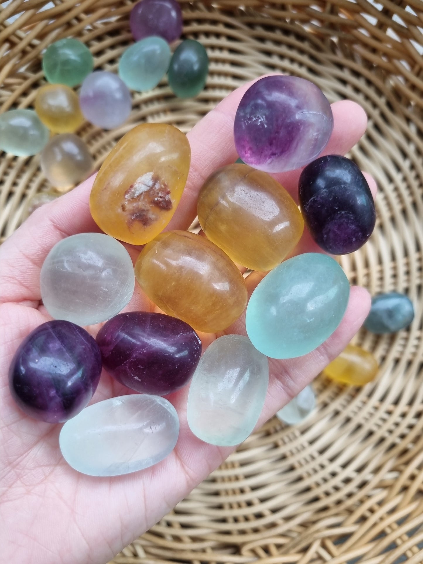 Fluorite rainbow tumbles