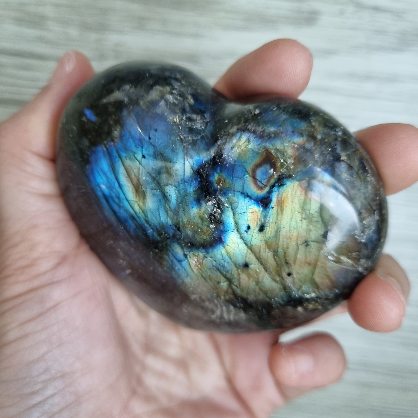 Labradorite heart