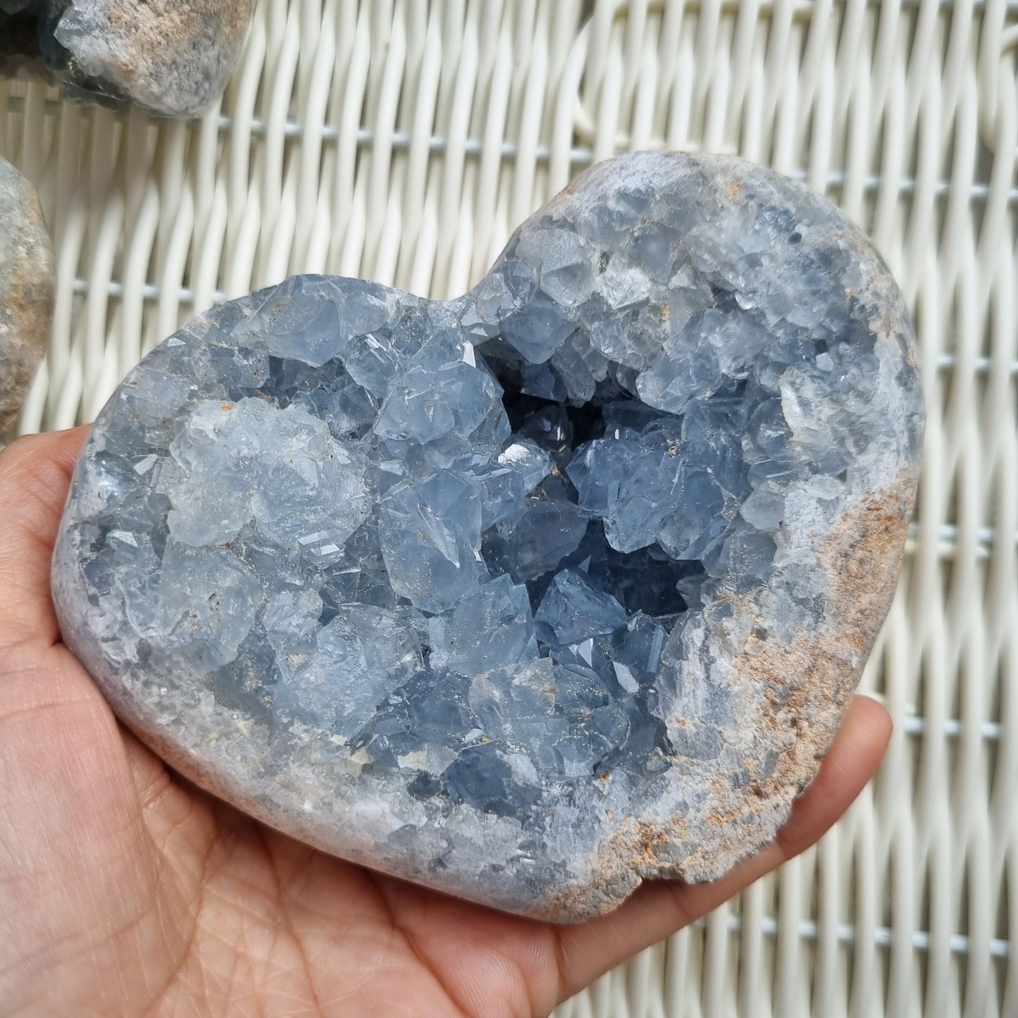 Celestite hearts & eggs