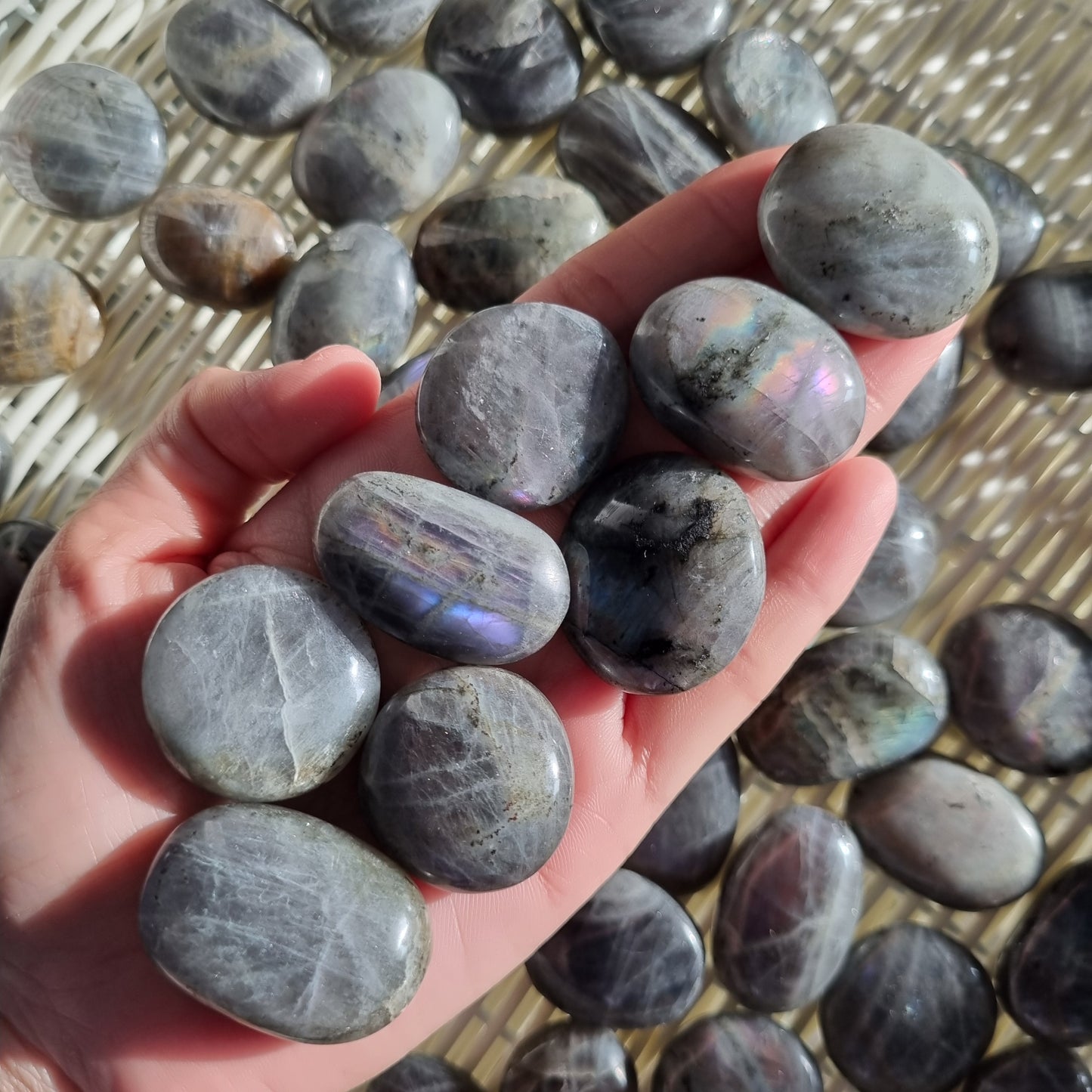 Labradorite tumbles - 5pcs per set
