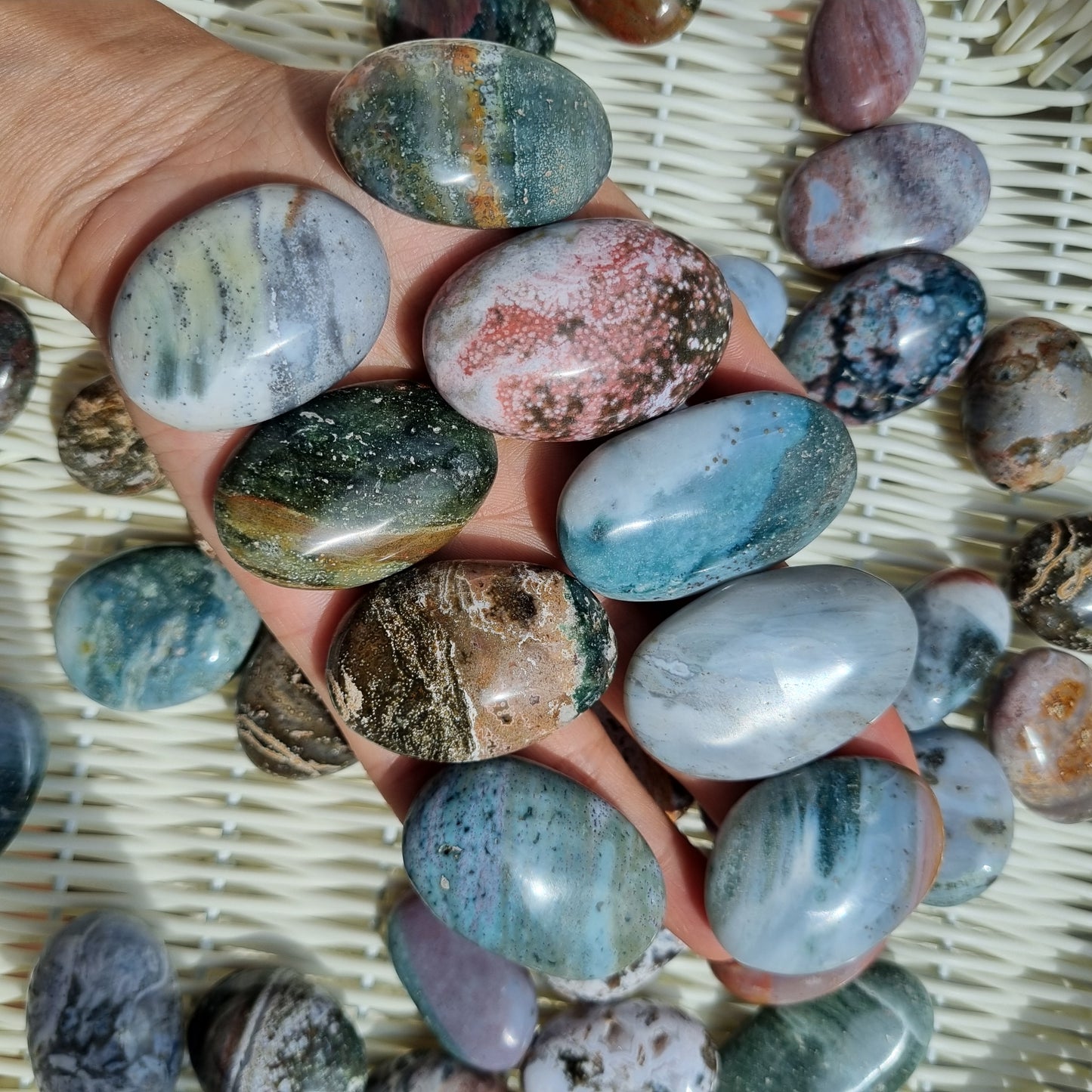 Ocean Jasper tumbles ( oval shape)