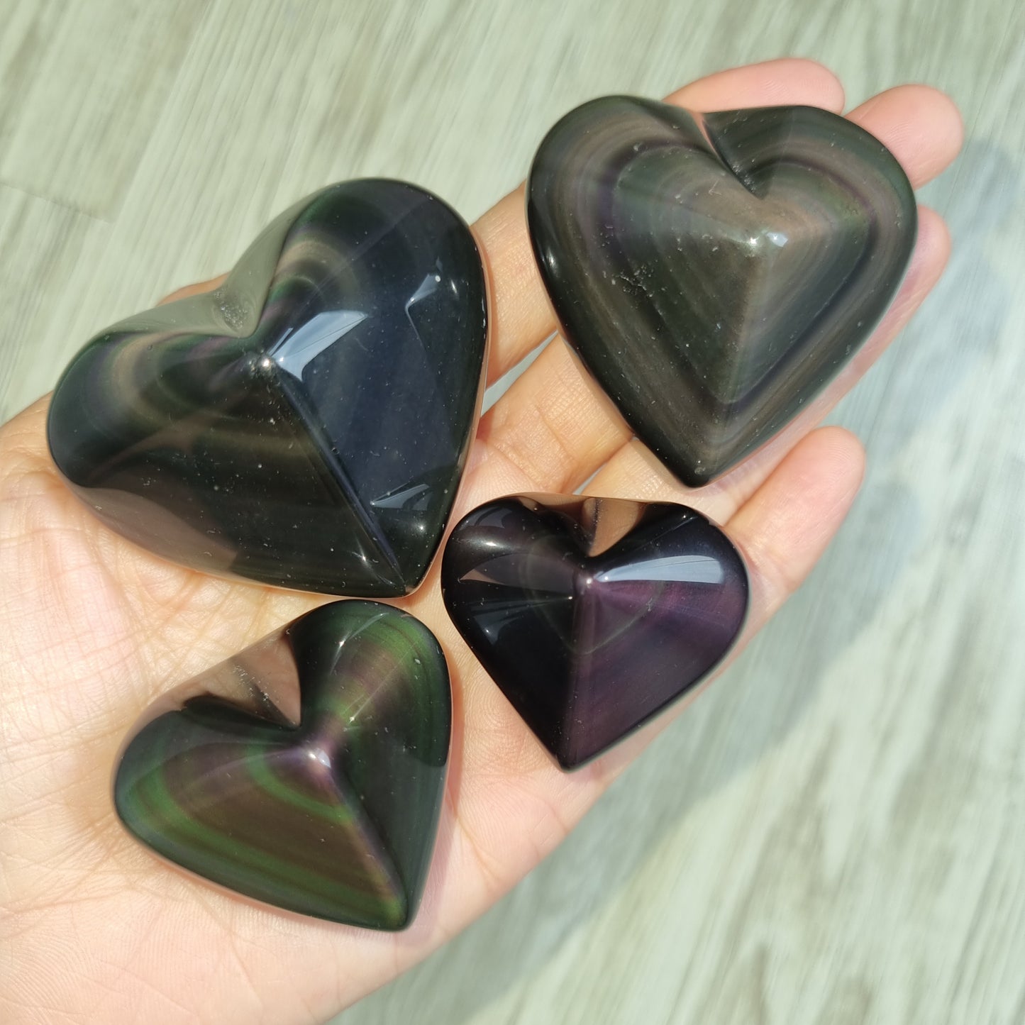 Rainbow Obsidian hearts