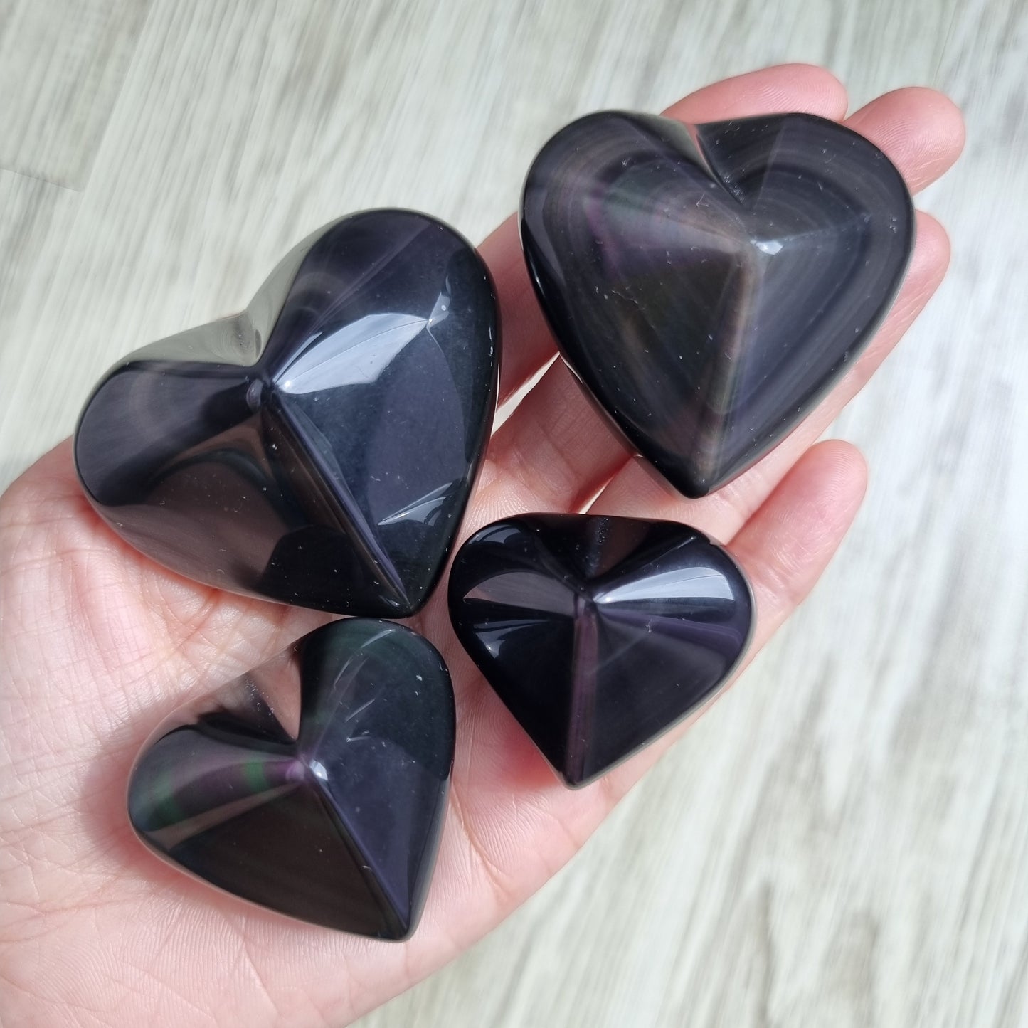 Rainbow Obsidian hearts