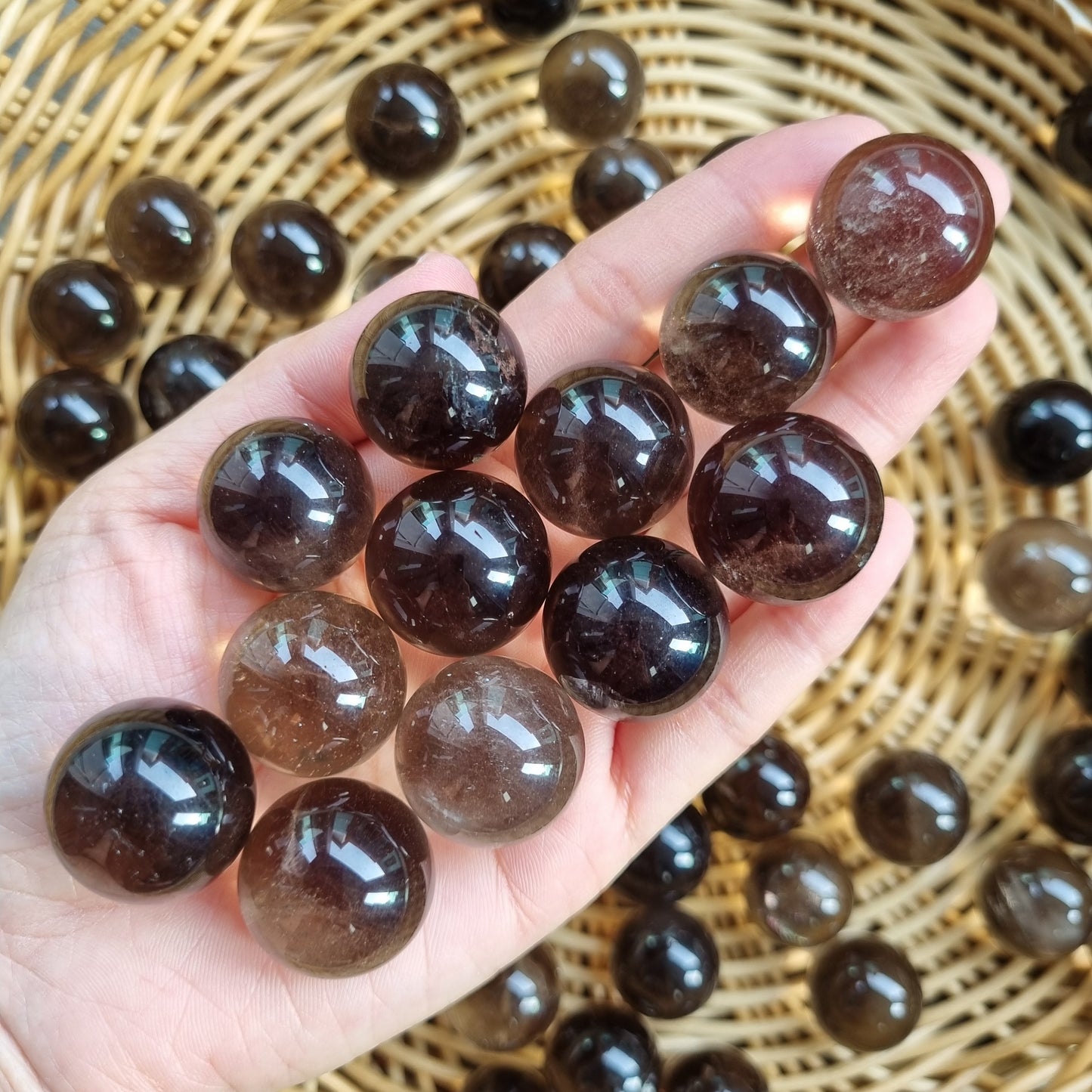 Smoky Quartz mini spheres ( per 100g)