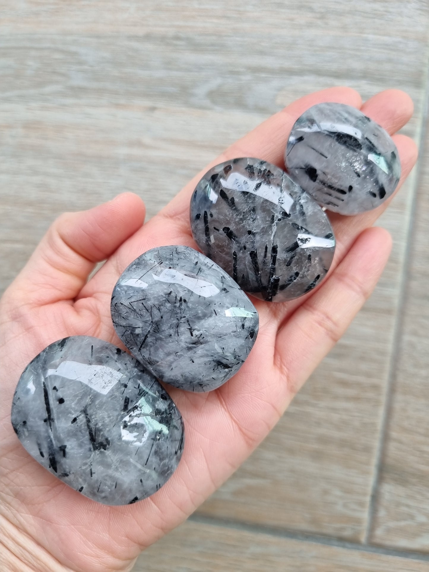 Tourmaline in quartz tumbles