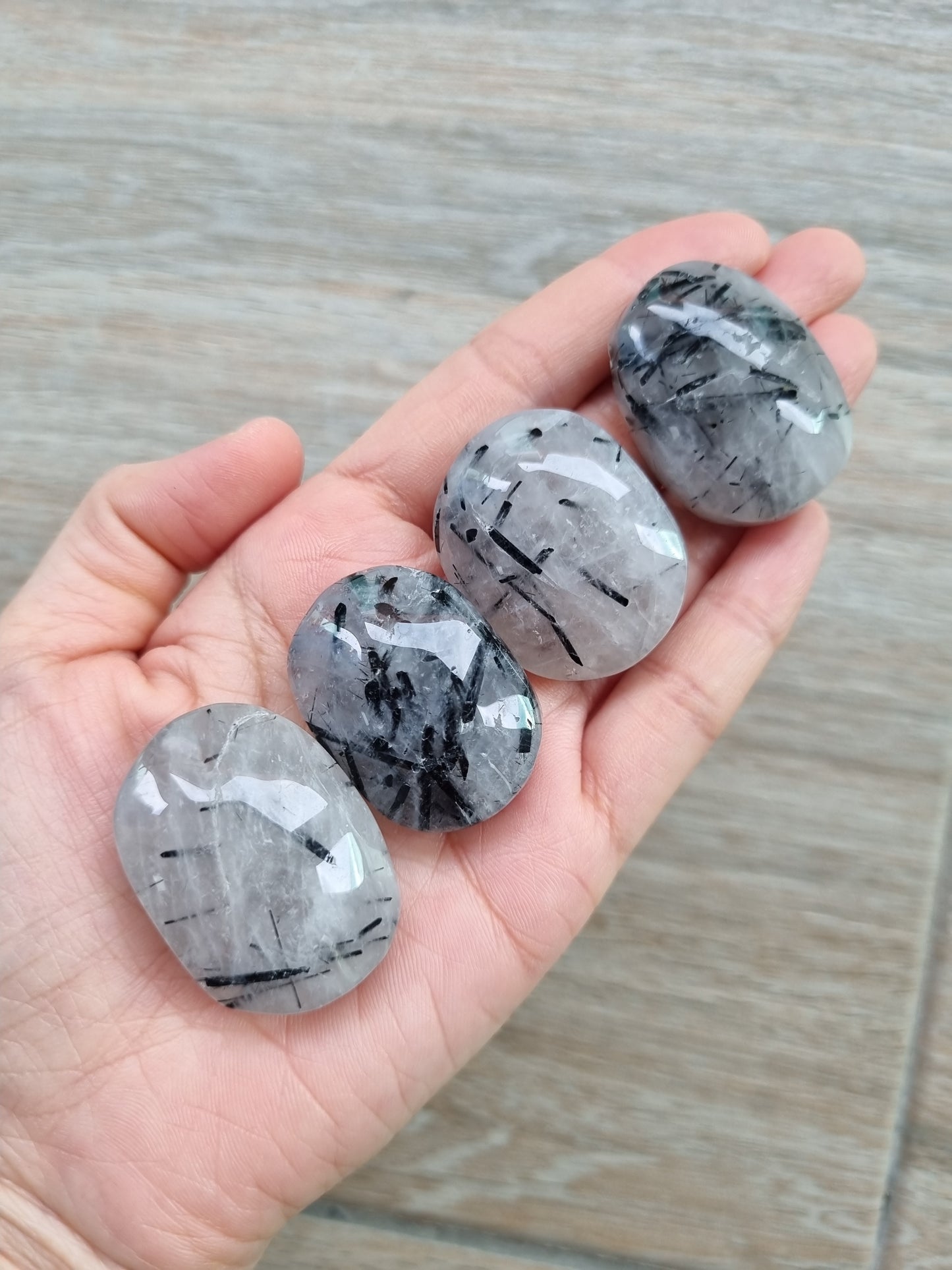 Tourmaline in quartz tumbles