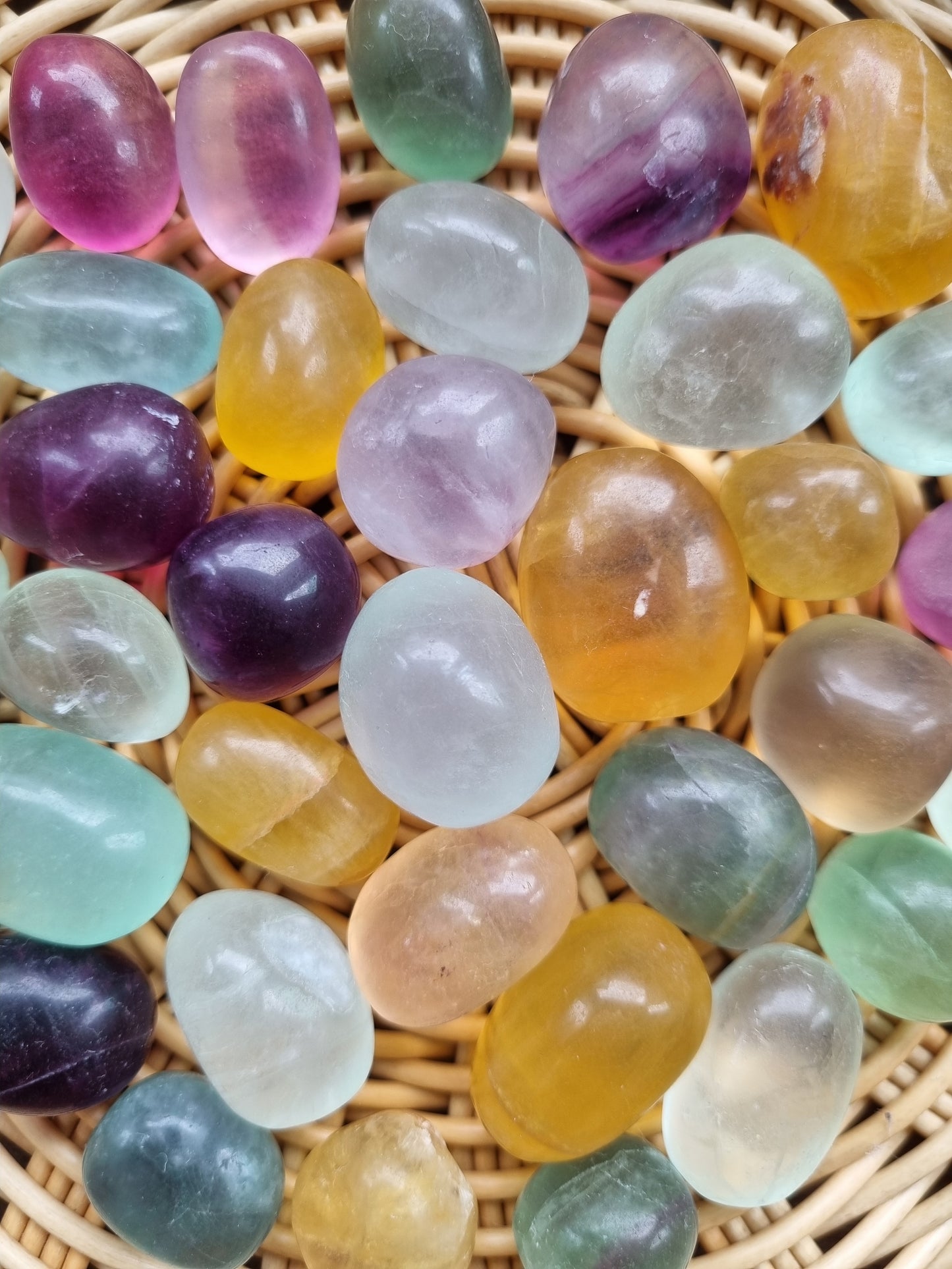 Fluorite rainbow tumbles