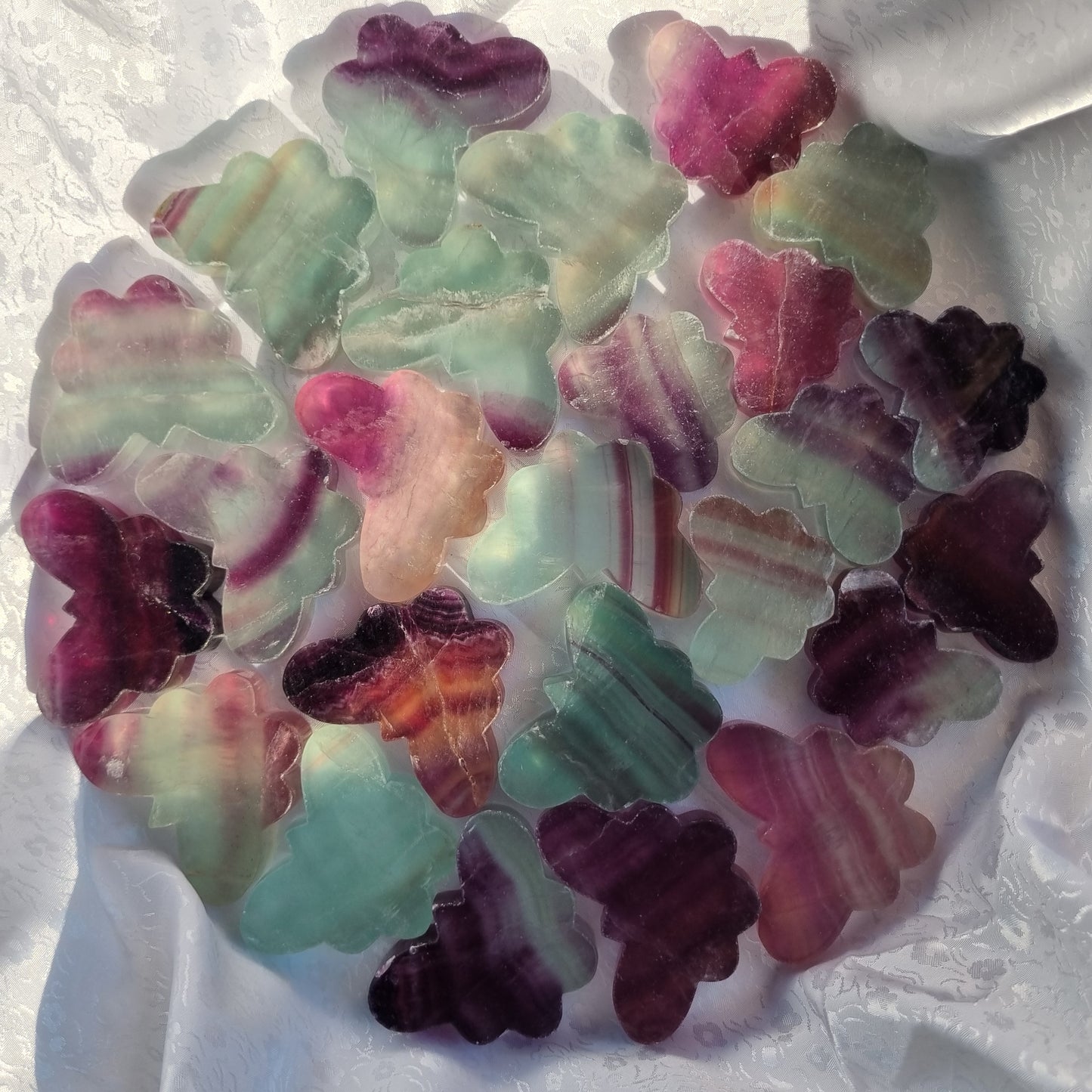 Fluorite butterfly carvings