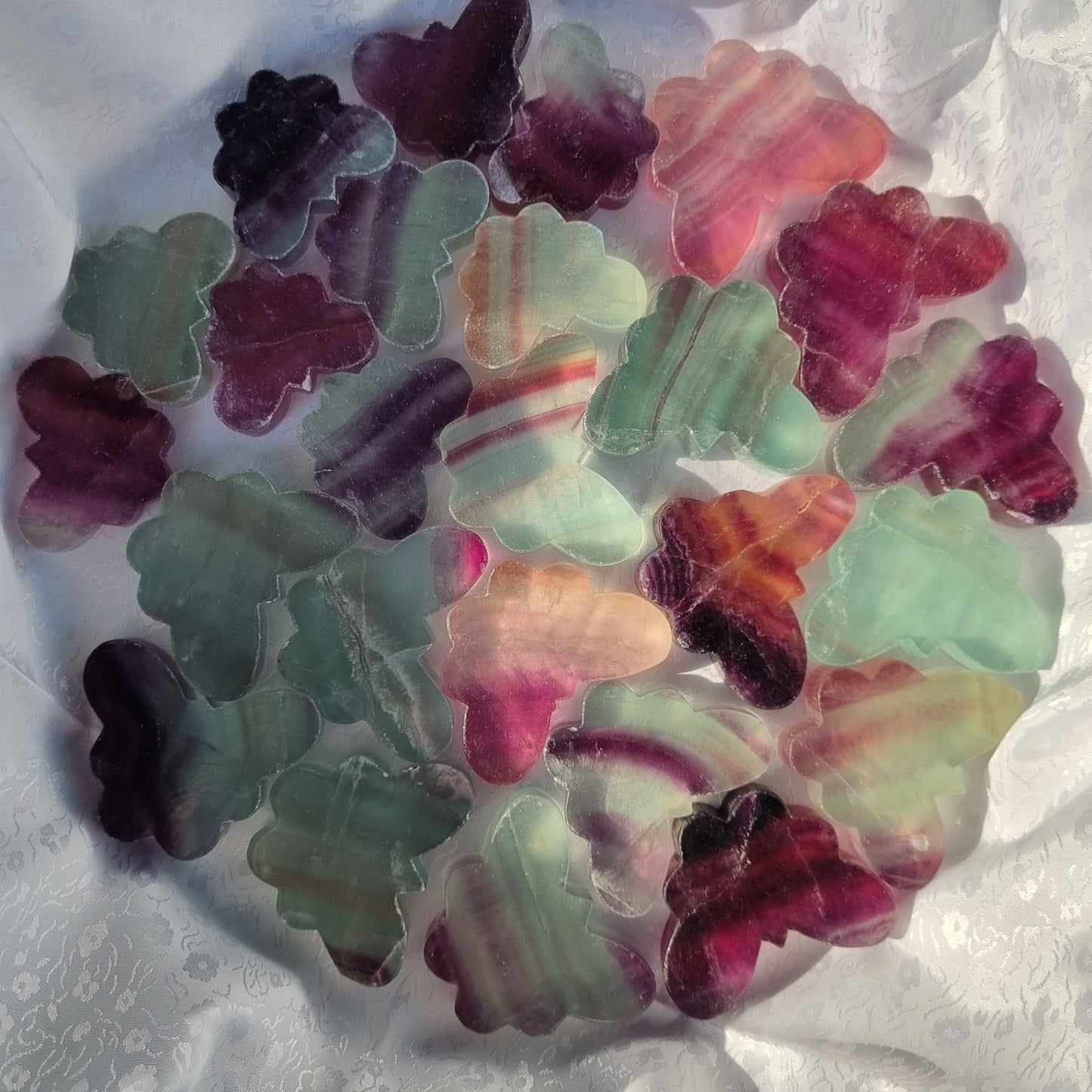 Fluorite butterfly carvings