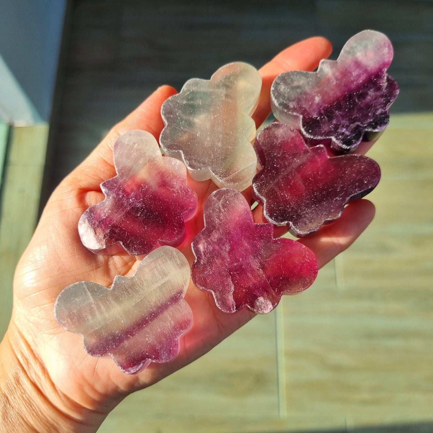 Fluorite butterfly carvings