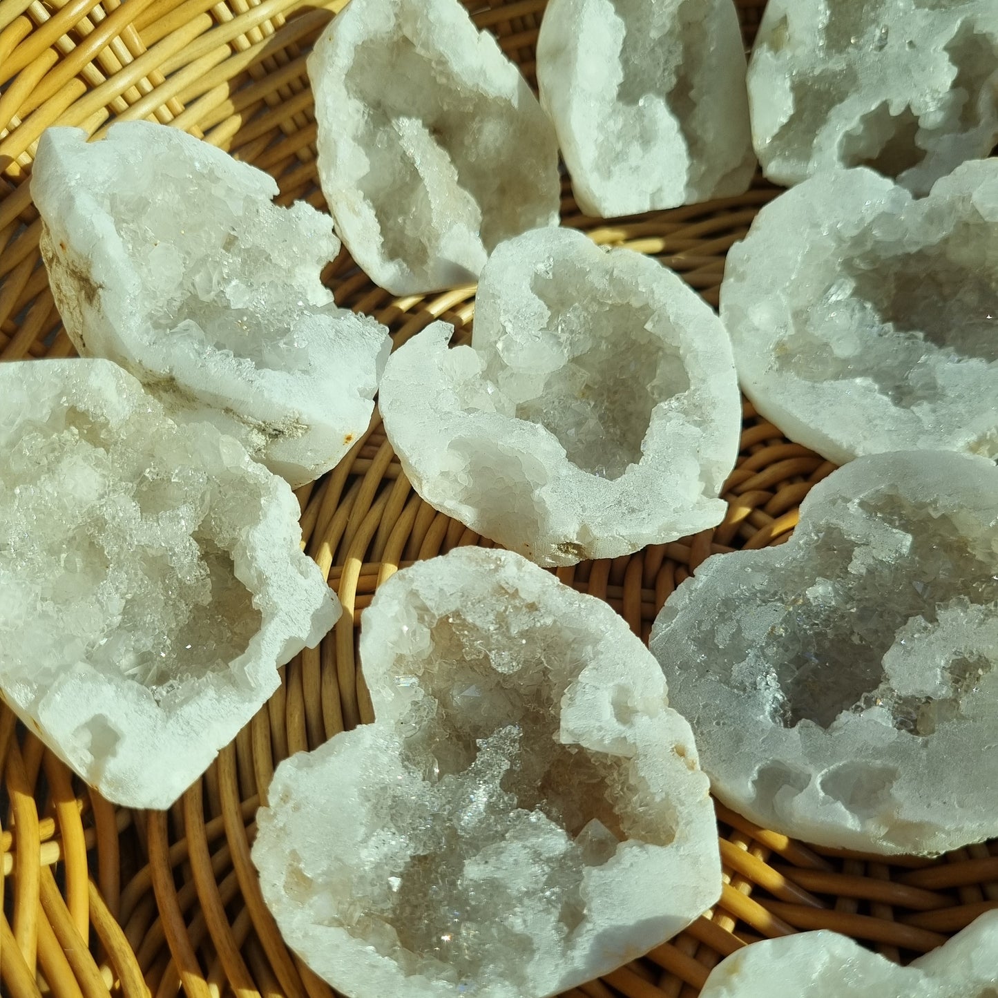 White druzy geodes