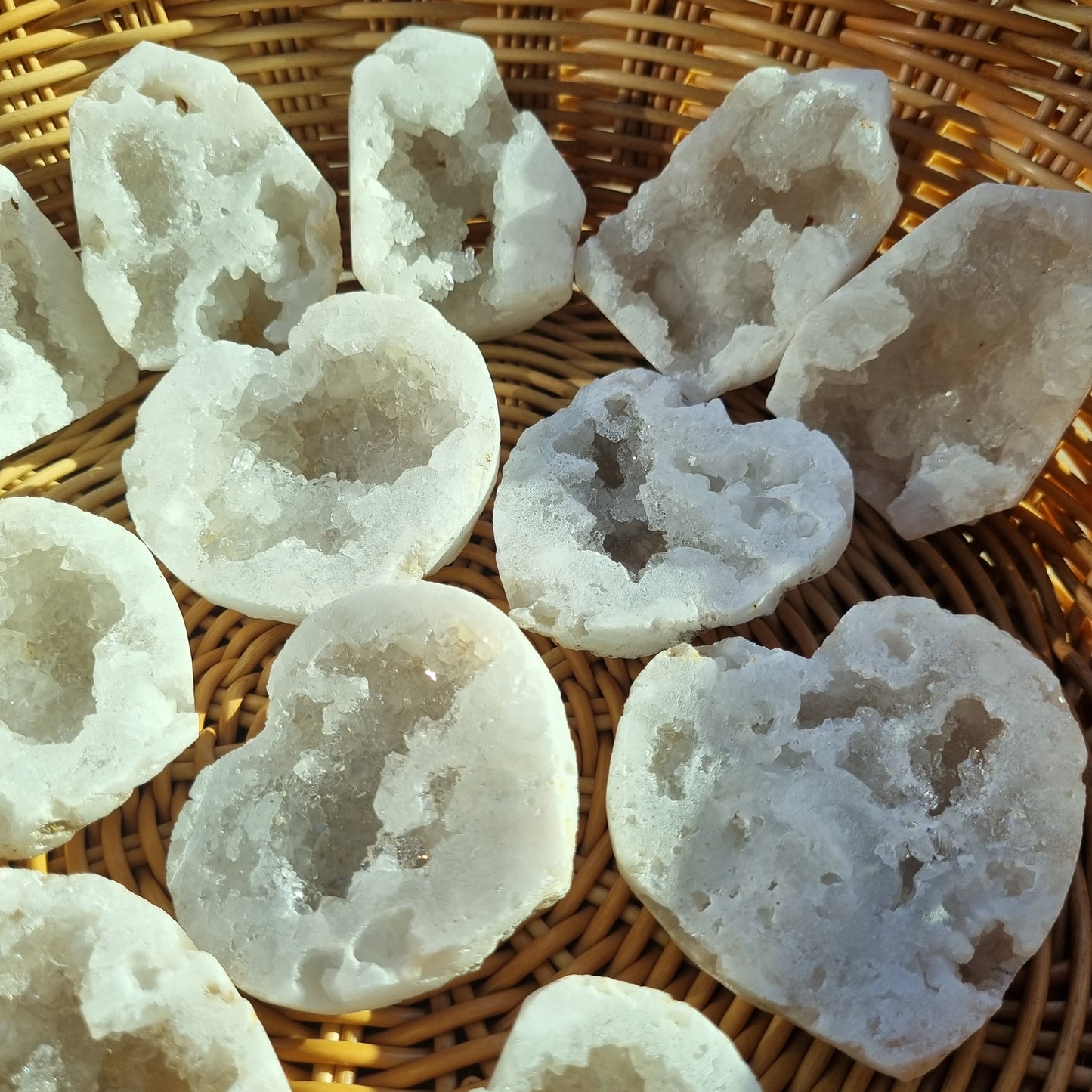 White druzy geodes
