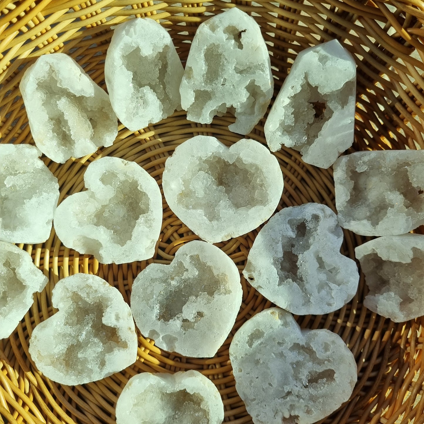 White druzy geodes