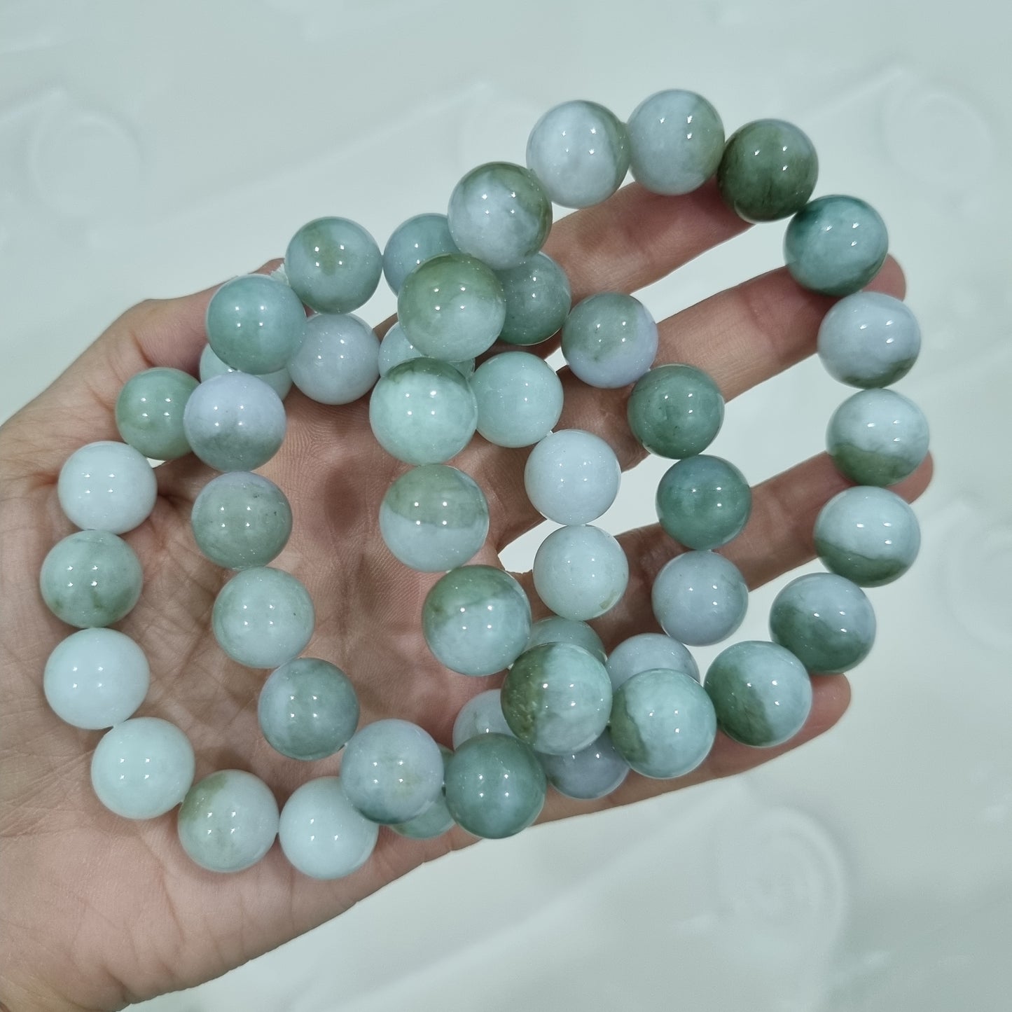 Certified Grade A Jadeite bracelets( green/White - Ju Bao Peng )