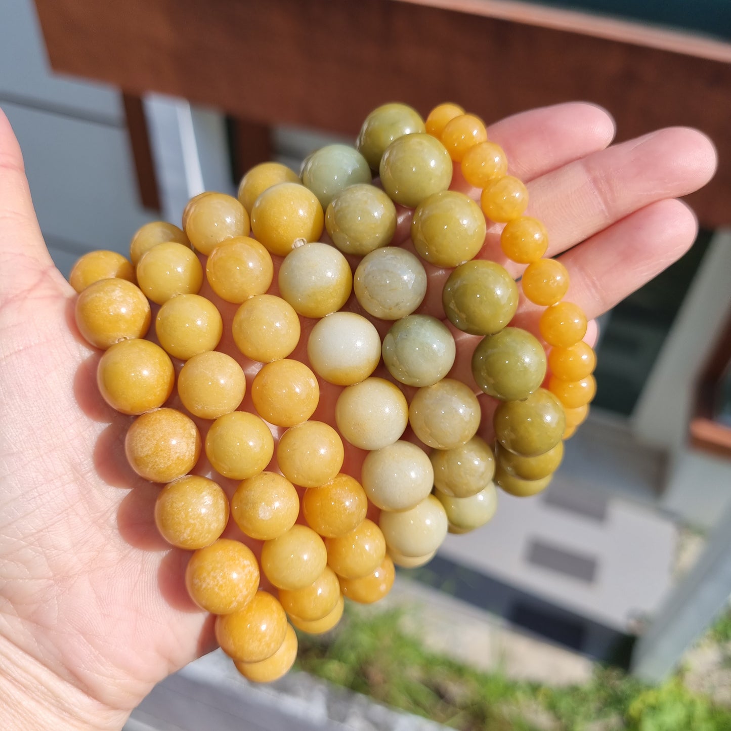 Yellow jadeite bracelets ( Heat treated )