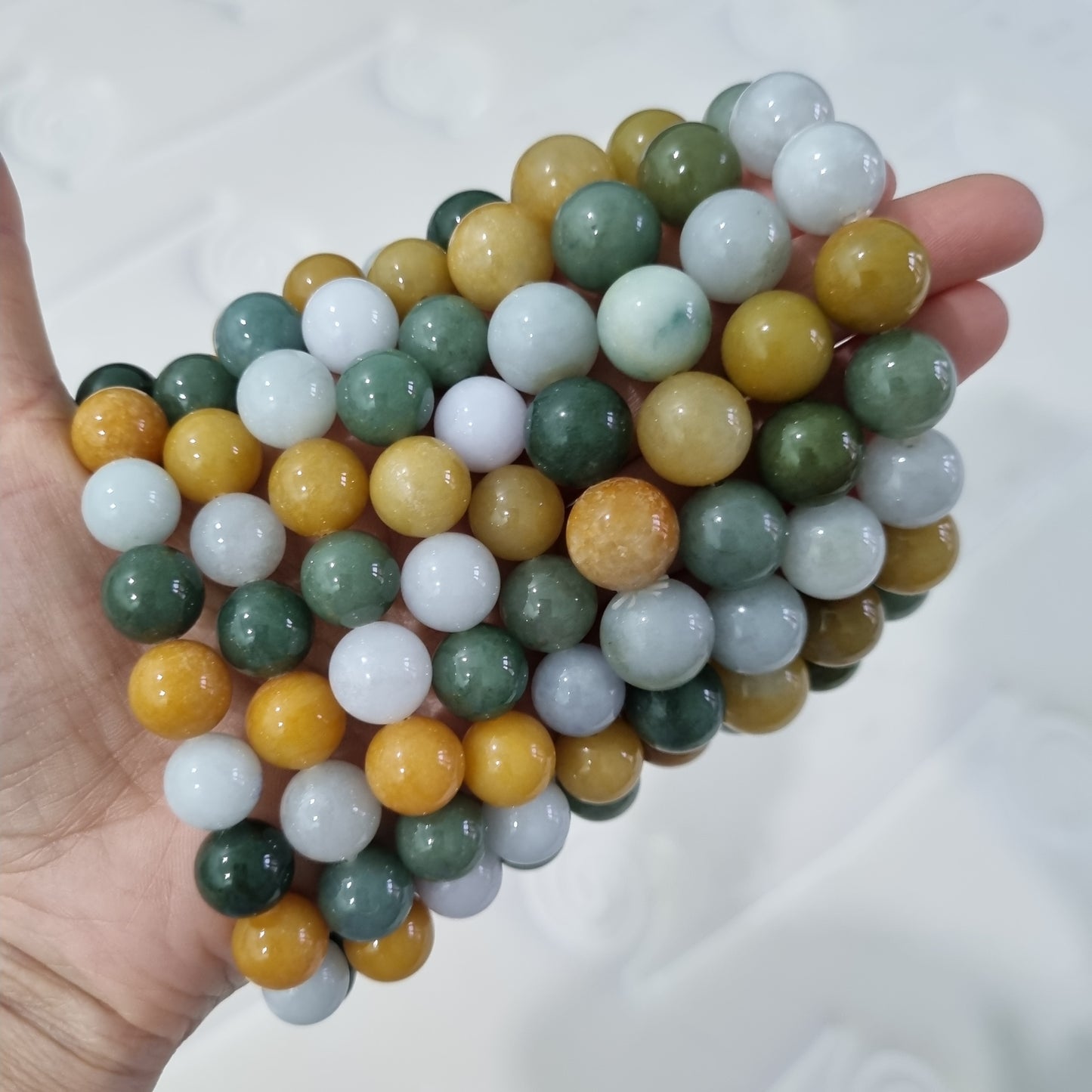 Certified Grade A Burmese Jadeite bracelets ( Mixed color )