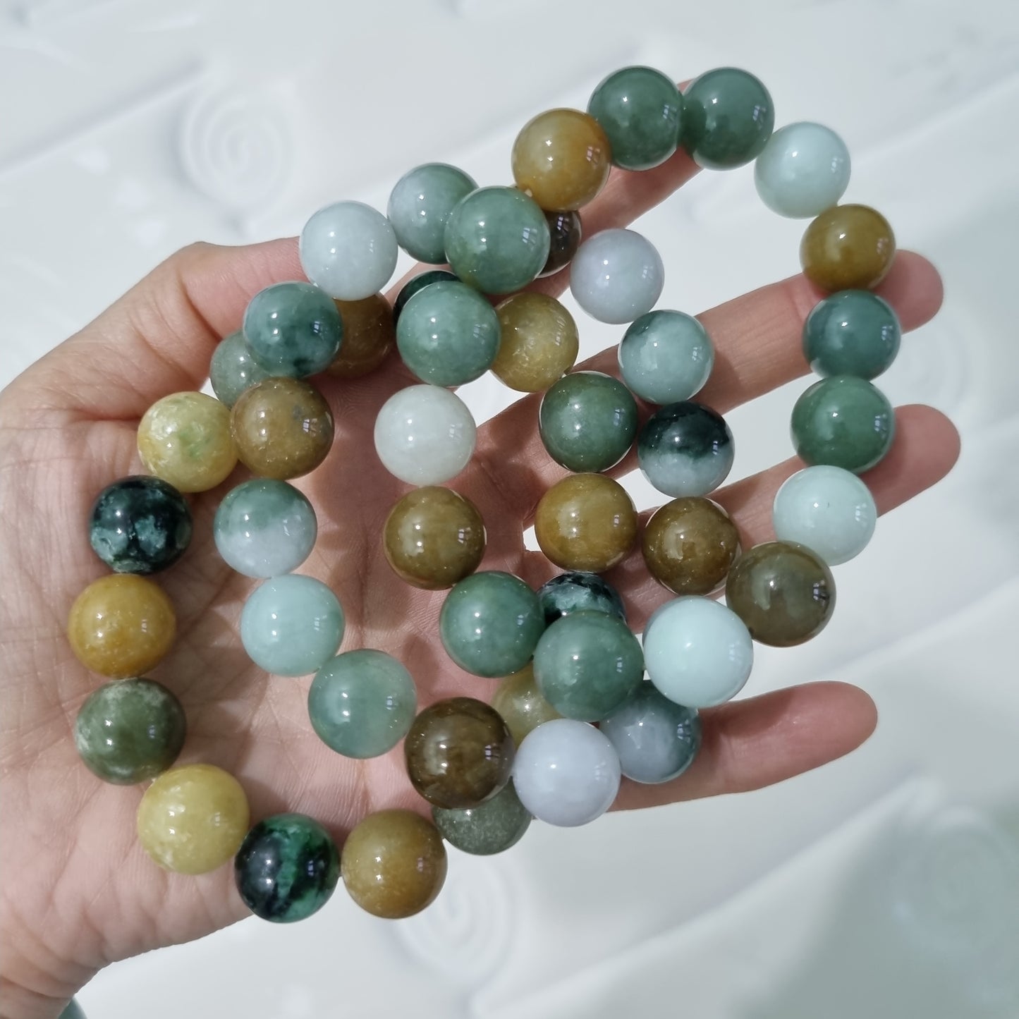 Certified Grade A Burmese Jadeite bracelets ( Mixed color )