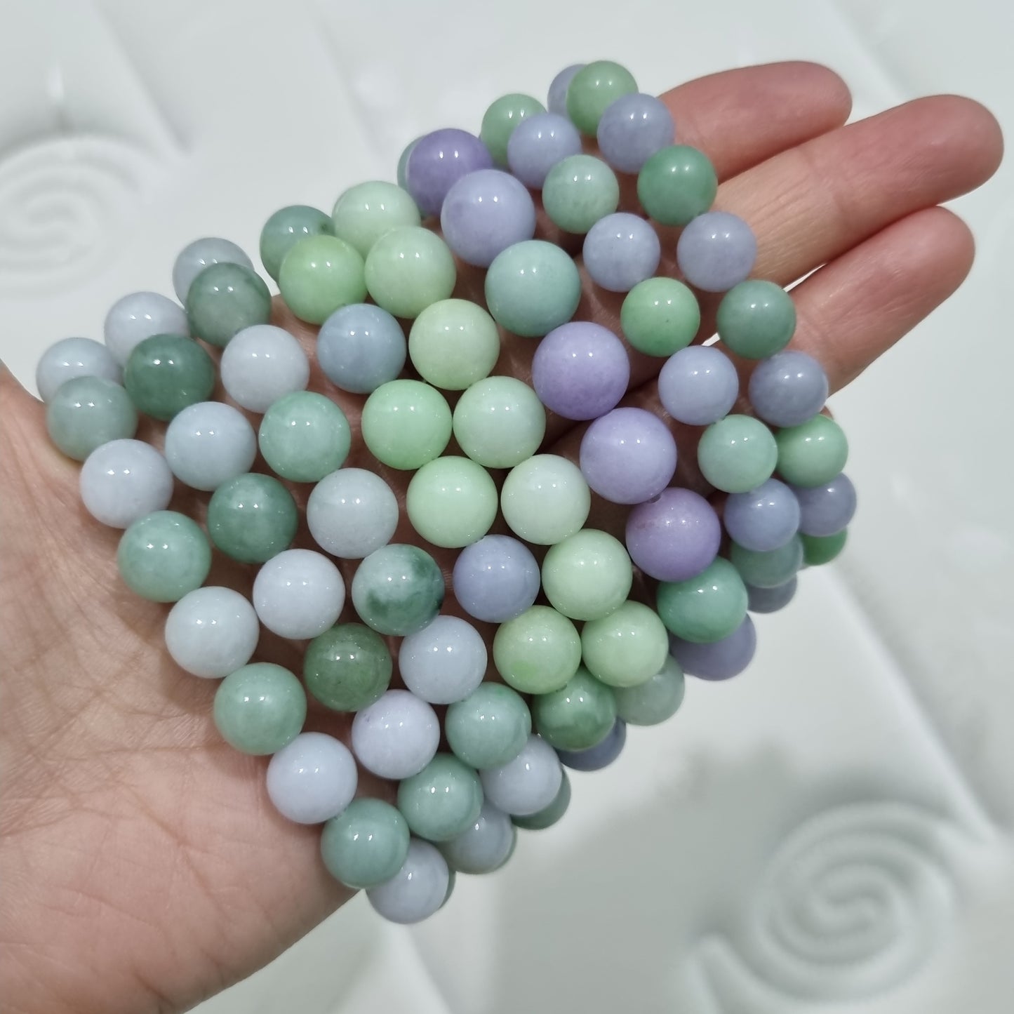 Certified Grade A Burmese Jadeite Bracelets ( Green & Purple )