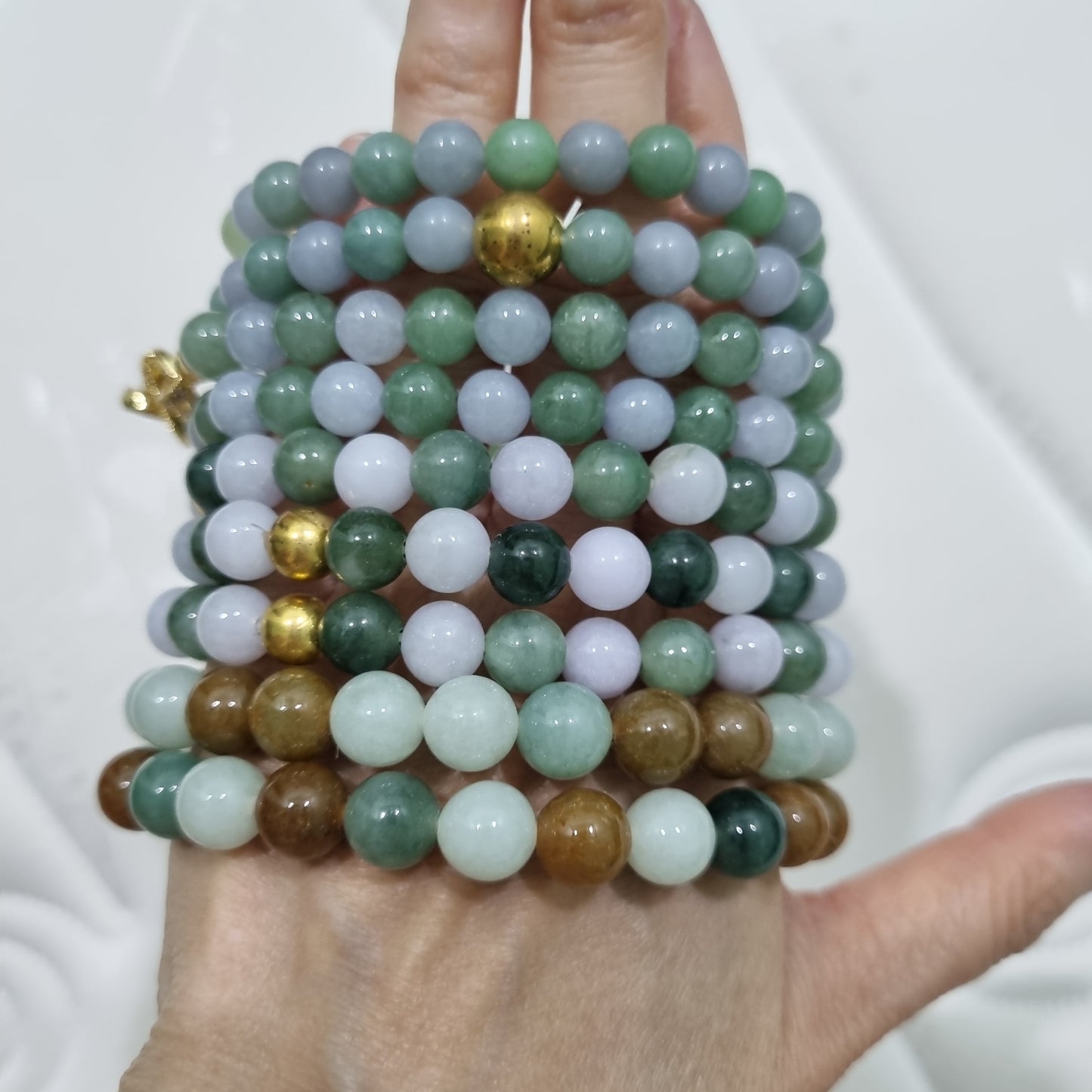 Certified Grade A Burmese Jadeite Bracelets ( Mixed color )
